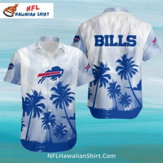Buffalo Aloha Hawaiian Shirt – Palm Trees And White Gradient , Gift for Fan