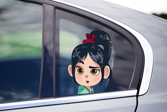 Discover Cute Van Princess Confused From Wreck It Movie Peeking Peek Peekabo Peekers Bumper Window Vinyl Decal Disney Movie Stickers