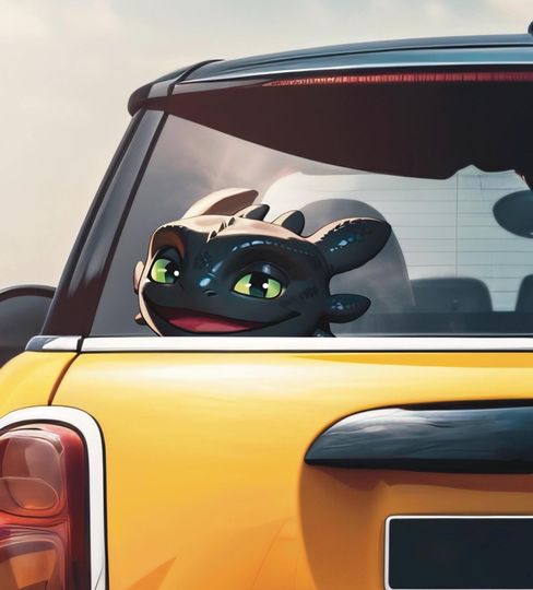 Black Dragon Peekin Decal, Waterproof Cartoon Sticker, Toothless Dragon Window Decal