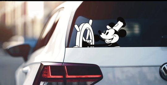 Discover Steamboat Willie Mickey Mouse Peeker Vinyl Car Decal