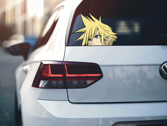 Cloud Peeking Peeker Decal - Final Fantasy Video Game Sticker