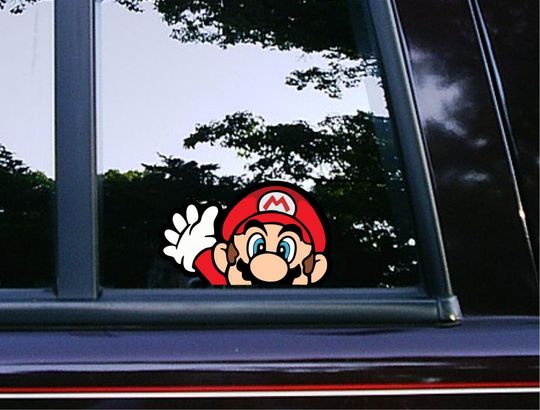 Mario Peeker Wave Peeking Car Decal Waterproof Wall Art Sticker Retro Super Mario Bros