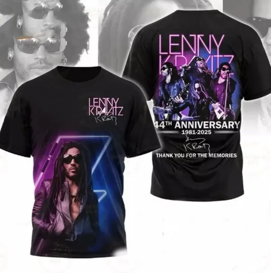 Lenny Kravitz 44th Anniversary 1981-2025 Thanks For Memories AOP 3D T-shirt