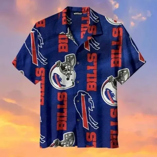 Discover Buffalo Bills Hawaiian Shirt Football Helmet Beach Lovers Gift Size S-5XL