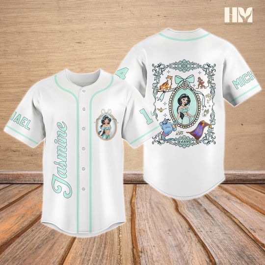 Discover Custom Jasmine Princess Baseball Jersey, Disney Princess Jersey Shirt, Aladdin Shirt, Magic Kingdom Baseball Shirt