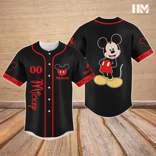 Personalized Mickey Baseball Jersey, Mickey Mouse Men Baseball Shirt, Disney Jersey Shirt, Disneyland Trip Shirt