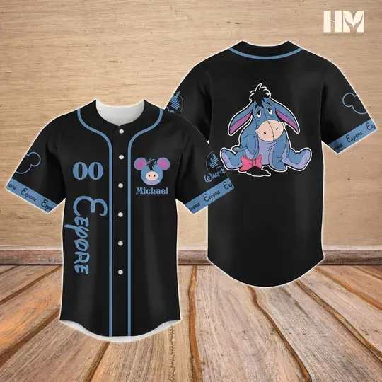 Discover Personalized Eeyore Baseball Jersey, Winnie The Pooh Jersey Men, Disney Character Jersey Shirt, Magic Kingdom Baseball Shirt For Him