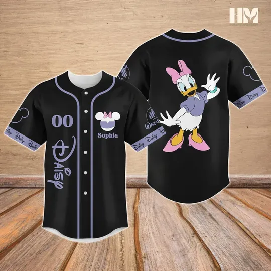 Personalized Disney Daisy Baseball Jersey, Daisy Duck Baseball Shirt, Donald And Daisy Jersey Shirt, Magic Kingdom Jersey Men