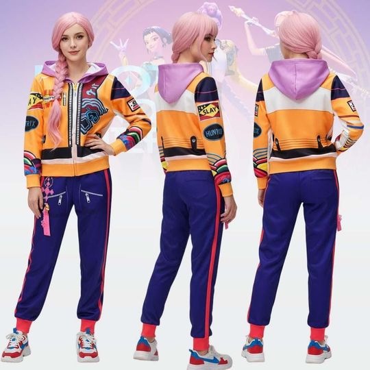 Discover Rumi Cosplay Costume Set, Halloween K-pop Demon Hunters Outfit Set, Rumi Huntrix Kpop Hoodi, Cosplay Demon Hunter Jogger