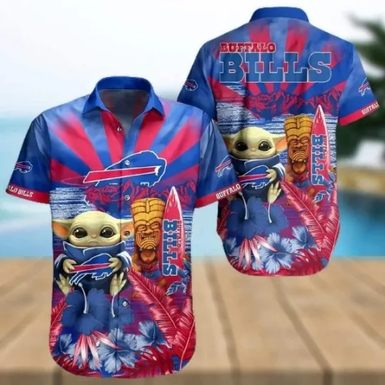 Discover Buffalo Bills Hawaiian Shirt Baby Yoda Star Wars Beach Gift For Friend