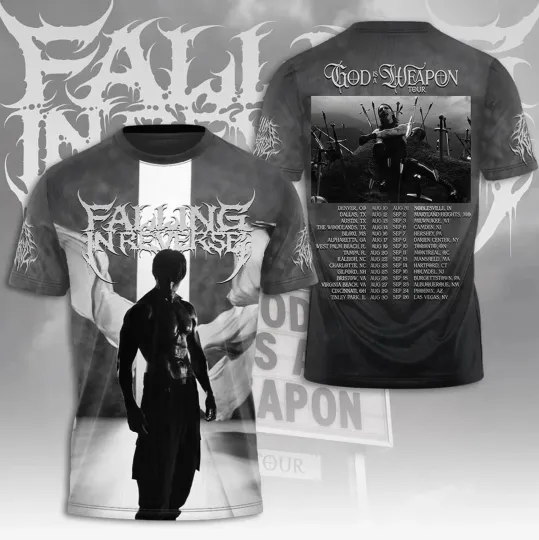 Discover Falling In Reverse God Is A Weapon Tour 2025 3D T-Shirt