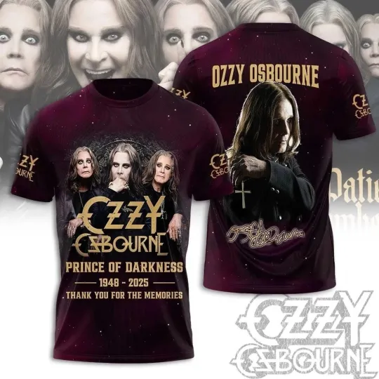 Discover Ozzy Osbourne Rest In Peace 1948-2025 Thank You 3D T-Shirt