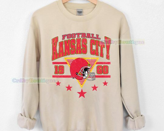 Discover Kansas City Football Sweatshirt, Vintage Kansas City Football Crewneck, Kansas City Football Shirt, Game Day Kansas City Fan Gifts