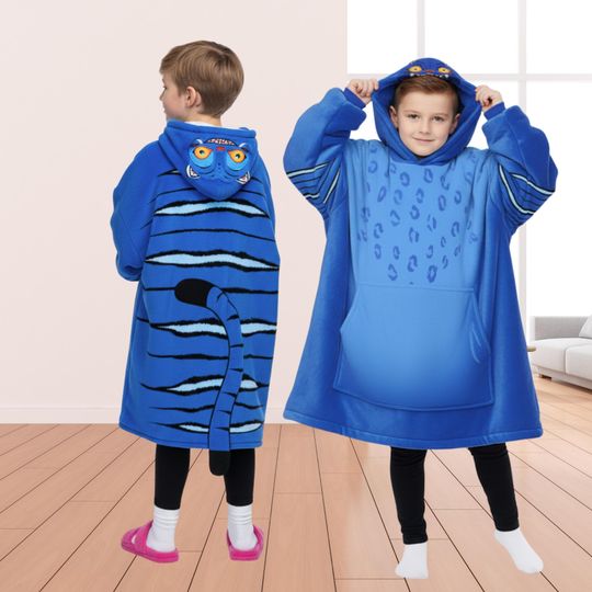 Derpy Tiger Costume Blanket Hoodie, Kpop Demon Hunters Costume Oversized Hoodie, Blue Tiger Cosplay Hoodie, Kpop Movie Cosplay Hoodie