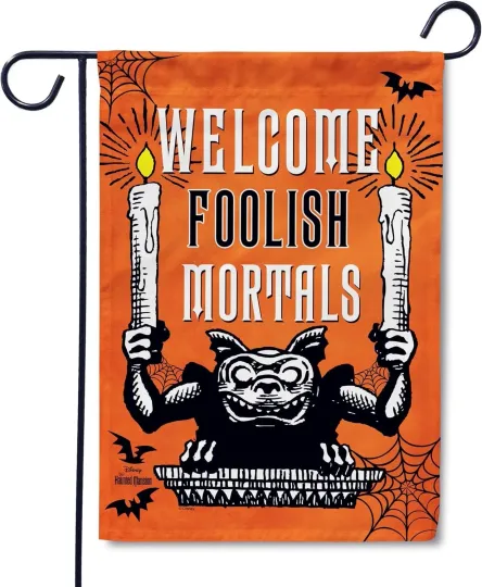 Discover Haunted Garden Flag Welcome Foolish Mortals Halloween 12.5" x 18" Disney