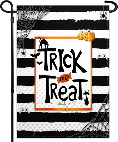Discover Halloween Garden Flag Trick or Treat Garden Flags for outside 12X18 Inch Double