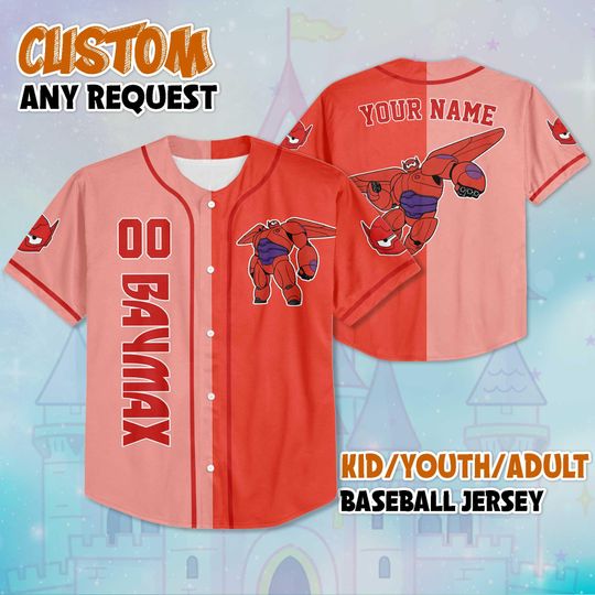 Discover Custom Baymax Baseball Jersey, Disney Big Hero 6 Jersey Shirt, Magic Kingdom Outfit, Disney Family Gift, Gift For Fans