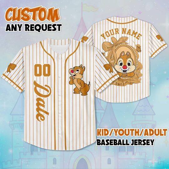 Discover Custom Coquette Dale Baseball Jersey, Personalized Disney Chip and Dale Jersey, Disneyland Baseball Team Outfit, Birthday Gift
