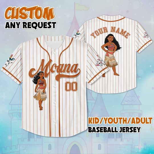 Discover Personalized Moana Baseball Jersey, Custom Disney Princess Moana Jersey, Disneyland Baseball Team Outfit, Birthday Gift