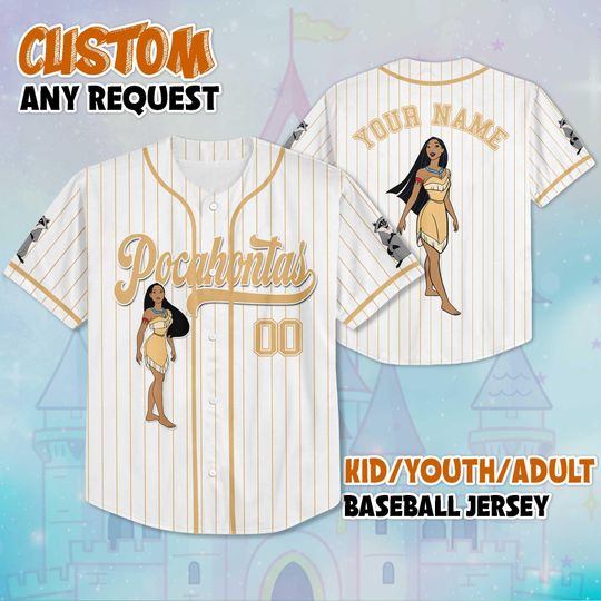 Personalized Pocahontas Baseball Jersey, Custom Disney Princess Pocahontas Jersey, Disneyland Baseball Team Outfit, Birthday Gift