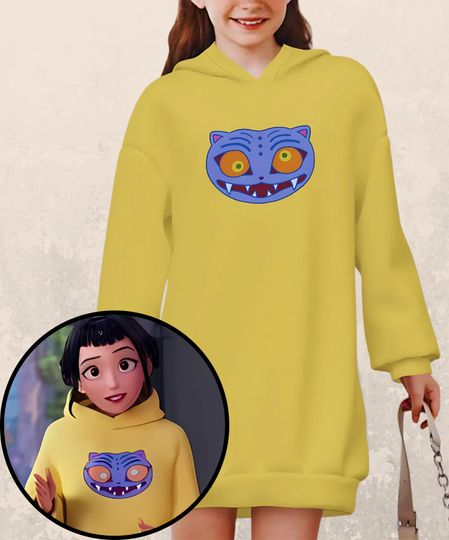 Discover KPop Demon Hunter Hoodie Dress for Girls, All-Over Print Long Hoodie