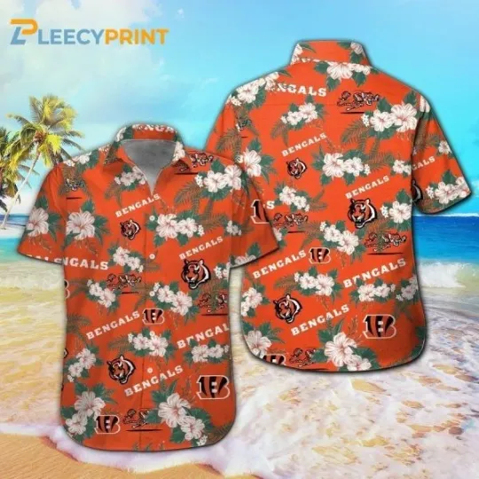 Discover Cincinnati Begalls Hibiscus Flower Orange Tropical Hawaiian Shirt , Gift for Fan