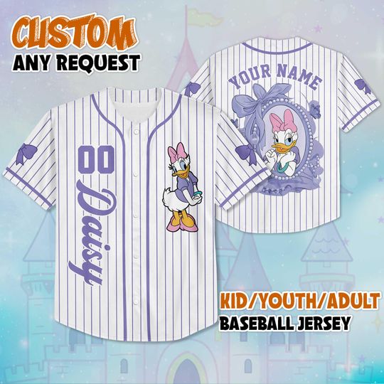Custom Coquette Daisy Duck Baseball Jersey, Disney Disney Mickey and Friends Jersey, Disneyland Baseball Team Outfit, Birthday Gift
