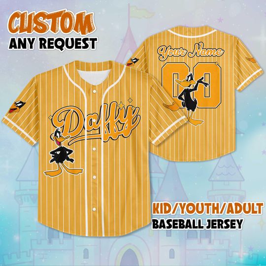 Personalized Daffy Duck Baseball Jersey, Custom Daffy Duck Sports Shirt, Funny Cartoon Jersey Gift, Classic Daffy Fan Tee