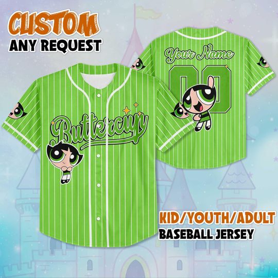 Discover Personalized Buttercup The Powerpuff Girls Baseball Jersey, Buttercup Powerpuff Girls 90s Cartoons, Retro PowerPuff Girls Jersey