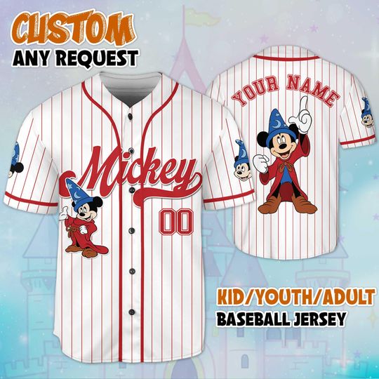Discover Custom Fantasia Mickey Mouse Baseball Jersey, Disney Fantasia Mickey Shirt, Mickey Baseball Shirt, Disney Magic Kingdom Outfit for Fans