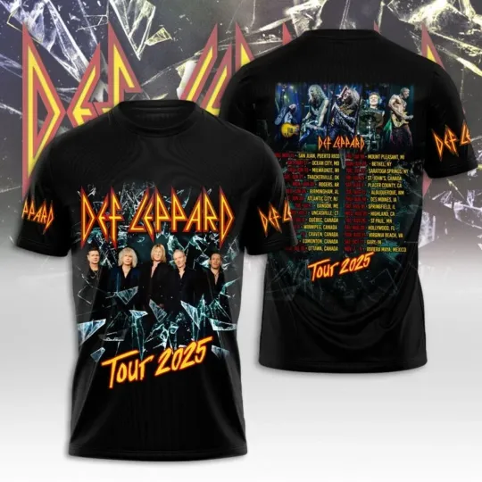 Discover Def Leppard 3D Tour 2025 The Last Show Tour 2025 Unisex T-Shirt