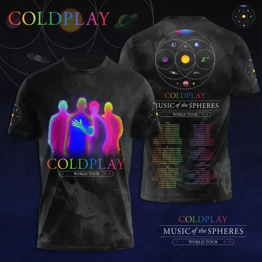 Discover Coldplay Music Of The Spheres Tour-2025 North American Tour 3D shirt