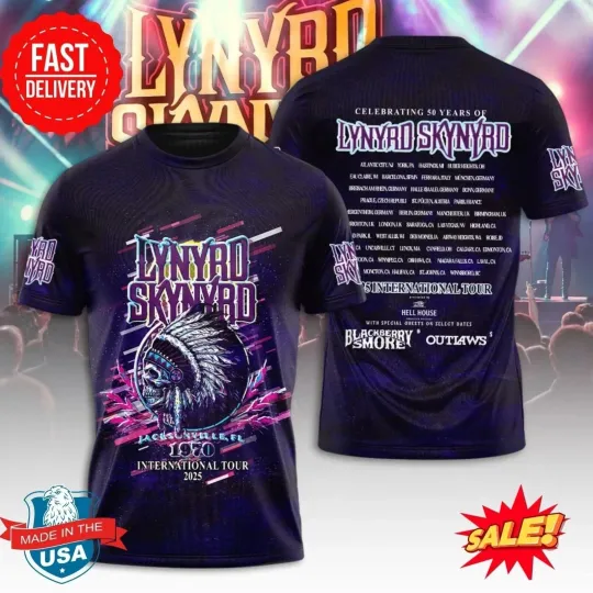 Discover Lynyrd Skynyrd 2025 Tour 3D Shirt – Classic Rock Tee for International Fans