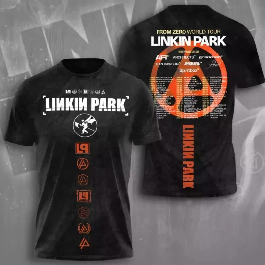 Discover Linkin Park 2025 Tour Date Printed 3D T-Shirt, Unisex All Size