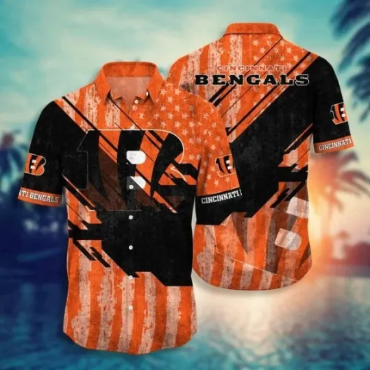 Cincinnati Begalls Grunge Stripes Hawaiian Shirt Unisex Summer Aloha, Gift for Fan