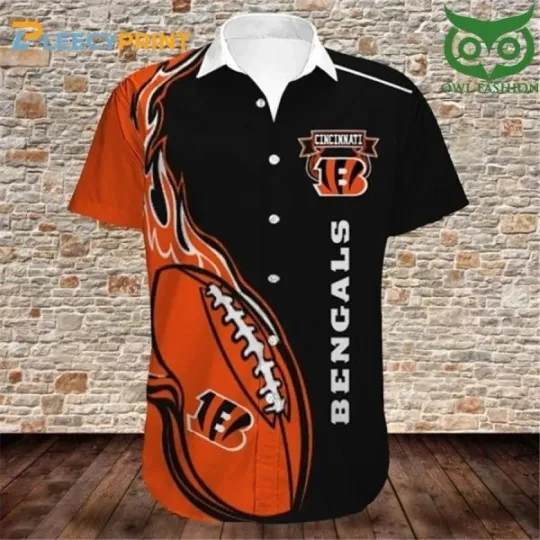 Cincinnati Begalls Engulfed Fireball Black Hawaiian Shirt , Gift for Fan