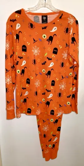 Discover Hyde & Eek Boutique Size M Womens Halloween Pajamas/Orange, Black & White/NWOT