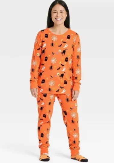 Discover New Pajamas Set Hyde and EEK Womens 3XL Orange Halloween Bats Ghosts Spiders
