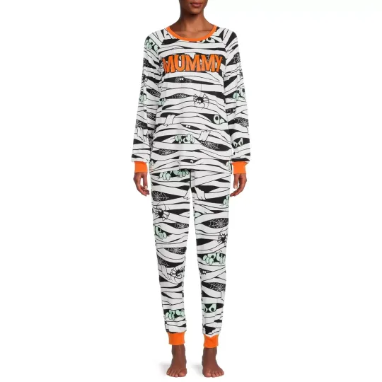 way to celebrate halloween womens mummy glow in the dark pajamas s m l 3xl