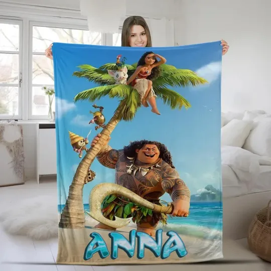 Discover Disney Moana Princess Blanket, Maui Aloha Beach Blanket