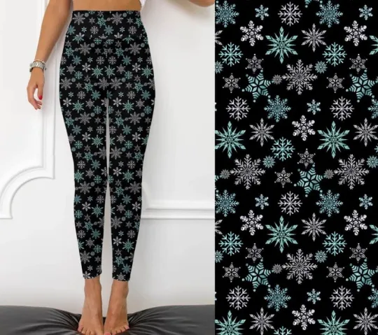Snowflakes Christmas Holiday Women's Leggings OS
