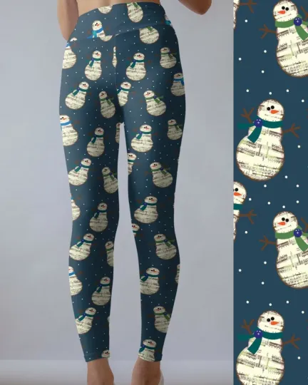 Women's Caroling Snowman Christmas Holiday Leggings