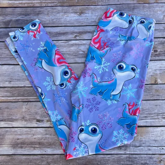 Blue Dinosaur Snowflakes Women's Leggings