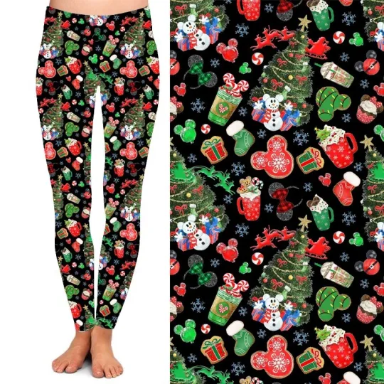 Mouse Ears Christmas Tree Ornament Cookie Women's Leggings