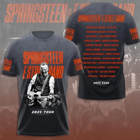 Bruce Springsteen &amp, E Street Band 2025 World Tour 3D T-Shirt