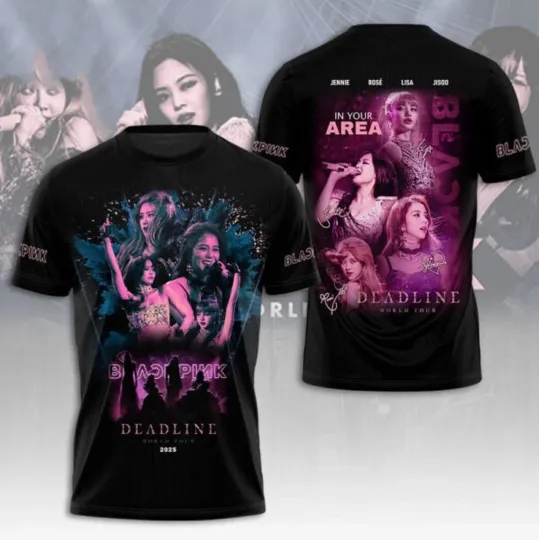 Discover Blackpink 2025 World Tour Deadline Signature 3D T-Shirt