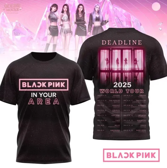 Black Pink In Your Area Deadline 2025 World Tour 3D T-shirt
