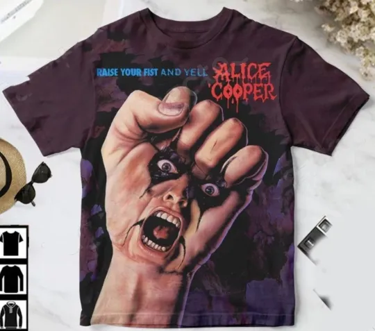 Discover Alice Cooper Raise Your Fist And Yell Album Cover AOP 3D T-Shirt