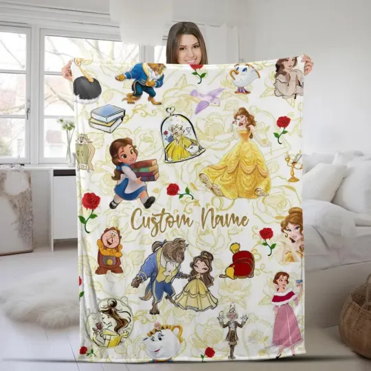 Disney Princess Belle Blanket, The Beast Magic Kingdom Fleece Blanket