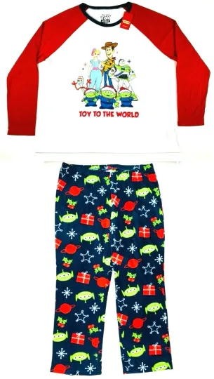 Toy Story 4 White Navy Womens 2pc Sleep Set Sz  XL Jammies For Your Families